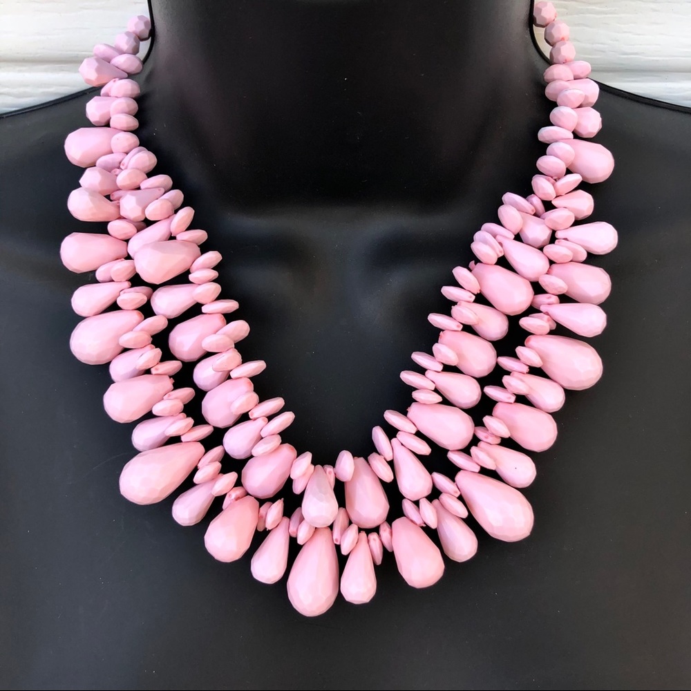 Light Pink Plastic Beaded Statement Necklace - image 1
